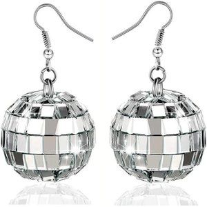Disco Ball Earrings 24mm 70'S Disco Punk Earrings for Women Girls Jewelry